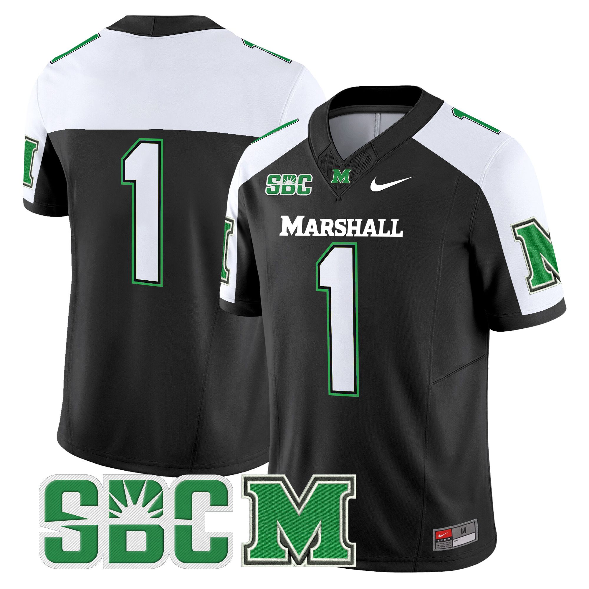 Men Marshall Thundering Herd #1 No Name Black Nike 2024 Vapor Limited NCAA Jersey->more ncaa teams->NCAA Jersey